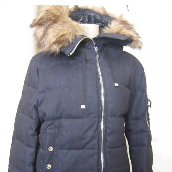 Michael Kors Faux Fur Trimmed Down Bomber Jacket M